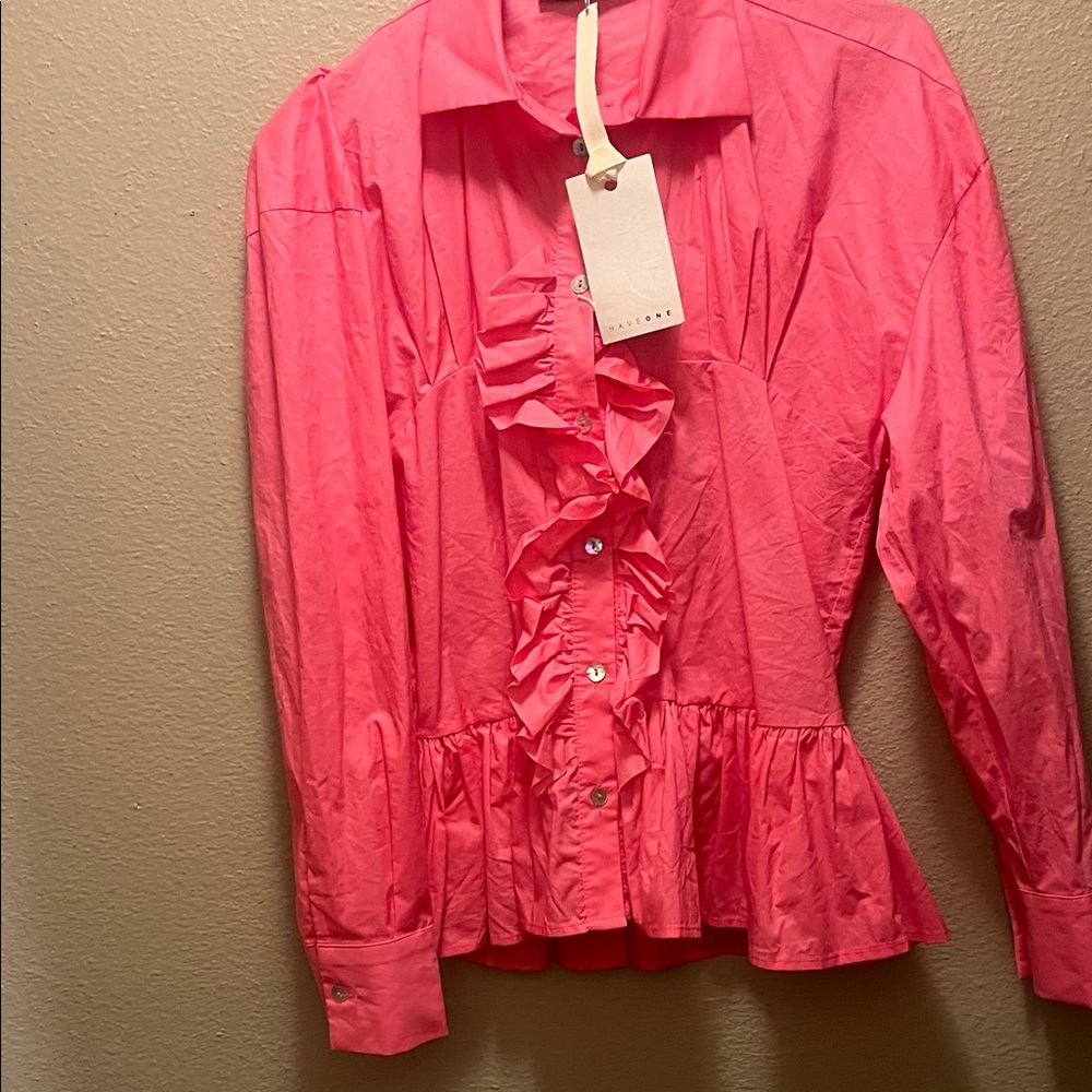 Pink Ruffled Women's Top - Picture 2 of 4